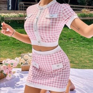 COPY - Gingham Flap Detail Crop Top & Bodycon Skirt